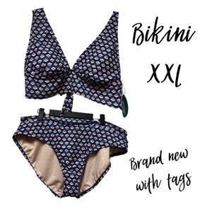 NWT XXL Bikini Blue scalloped design